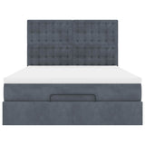Ottoman Bed with Mattresses Dark Grey Double Velvet - Close-Up Angle