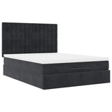 Ottoman Bed with Mattresses Black Double Velvet - Rear View