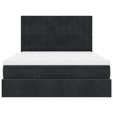 Ottoman Bed with Mattresses Black Double Velvet