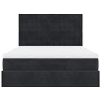 Ottoman Bed with Mattresses Black Double Velvet