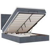 Ottoman Bed with Mattresses Dark Grey Queen Velvet - Front View