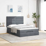 Ottoman Bed with Mattresses Dark Grey Queen Velvet - Side View