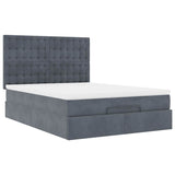 Ottoman Bed with Mattresses Dark Grey Queen Velvet - Rear View