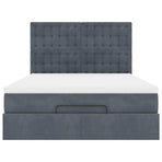 Ottoman Bed with Mattresses Dark Grey Queen Velvet