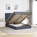 Ottoman Bed with Mattresses Dark Grey Queen Velvet