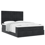 Ottoman Bed with Mattresses Black Queen Velvet - 45-Degree Angle