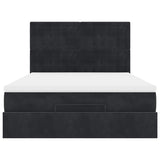 Ottoman Bed with Mattresses Black Queen Velvet - Close-Up Angle