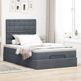 Ottoman Bed with Mattresses Dark Grey King Single Velvet - Side View