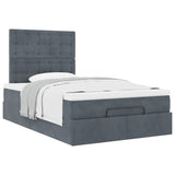 Ottoman Bed with Mattresses Dark Grey King Single Velvet - 45-Degree Angle