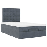 Ottoman Bed with Mattresses Dark Grey King Single Velvet - Rear View