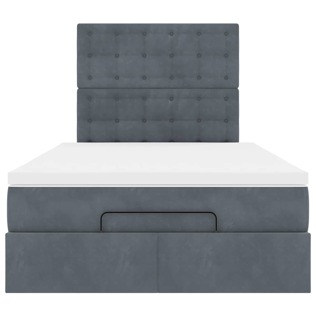Ottoman Bed with Mattresses Dark Grey King Single Velvet