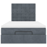Ottoman Bed with Mattresses Dark Grey King Single Velvet - Close-Up Angle