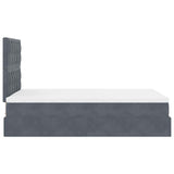 Ottoman Bed with Mattresses Dark Grey King Single Velvet - Low Angle