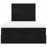 Ottoman Bed with Mattresses Black King Single Velvet