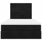 Ottoman Bed with Mattresses Black King Single Velvet