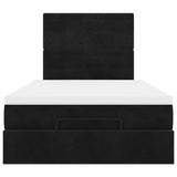 Ottoman Bed with Mattresses Black King Single Velvet - Close-Up Angle