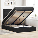 Ottoman Bed with Mattresses Black King Single Velvet