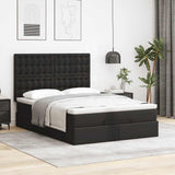 Ottoman Bed with Mattress & LEDs Black Double Faux Leather - Top-Down View
