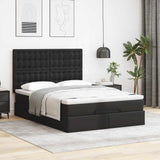 Ottoman Bed with Mattress & LEDs Black Queen Faux Leather - Top-Down View