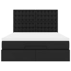 Ottoman Bed with Mattress & LEDs Black Queen Faux Leather
