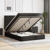 Ottoman Bed with Mattress & LEDs Black Queen Faux Leather