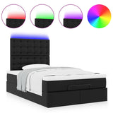 Ottoman Bed with Mattress & LEDs Black King Single Faux Leather - 45-Degree Angle