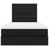 Ottoman Bed with Mattress & LEDs Black King Single Faux Leather - Low Angle