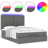 Ottoman Bed with Mattress & LEDs Dark Grey Double Fabric - 45-Degree Angle