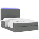Ottoman Bed with Mattress & LEDs Dark Grey Double Fabric - Rear View