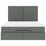 Ottoman Bed with Mattress & LEDs Dark Grey Double Fabric