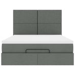 Ottoman Bed with Mattress & LEDs Dark Grey Double Fabric