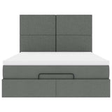 Ottoman Bed with Mattress & LEDs Dark Grey Double Fabric - Low Angle