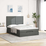 Ottoman Bed with Mattress & LEDs Dark Grey Queen Fabric - Top-Down View