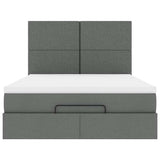 Ottoman Bed with Mattress & LEDs Dark Grey Queen Fabric