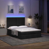 Ottoman Bed with Mattress & LEDs Black Queen Fabric - Side View