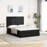 Ottoman Bed with Mattress & LEDs Black Queen Fabric - Top-Down View