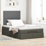 Ottoman Bed with Mattress & LEDs Dark Grey King Single Fabric - Top-Down View