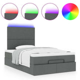 Ottoman Bed with Mattress & LEDs Dark Grey King Single Fabric - 45-Degree Angle
