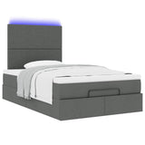 Ottoman Bed with Mattress & LEDs Dark Grey King Single Fabric - Rear View