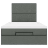 Ottoman Bed with Mattress & LEDs Dark Grey King Single Fabric - Low Angle
