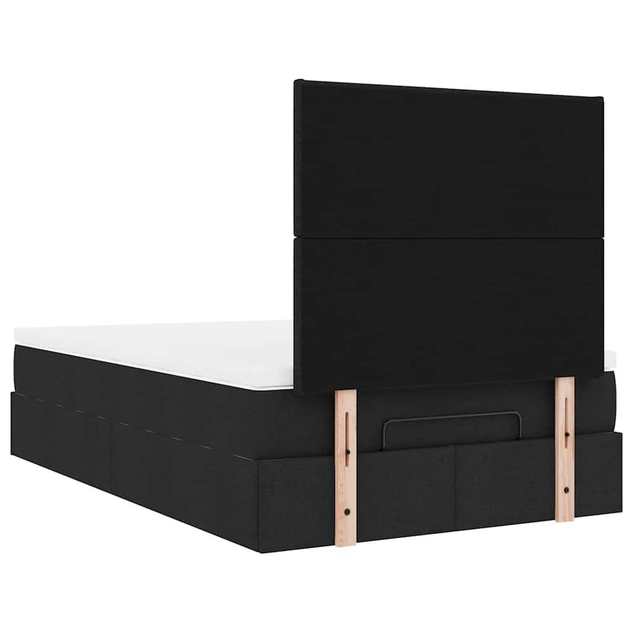 Ottoman Bed with Mattress & LEDs Black King Single Fabric