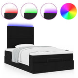 Ottoman Bed with Mattress & LEDs Black King Single Fabric - 45-Degree Angle