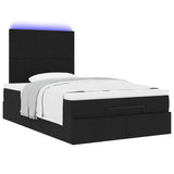 Ottoman Bed with Mattress & LEDs Black King Single Fabric - Rear View