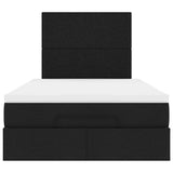 Ottoman Bed with Mattress & LEDs Black King Single Fabric - Low Angle