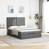 Ottoman Bed with Mattress & LEDs Dark Grey Double Fabric - Top-Down View