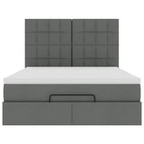 Ottoman Bed with Mattress & LEDs Dark Grey Double Fabric