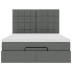 Ottoman Bed with Mattress & LEDs Dark Grey Double Fabric