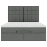 Ottoman Bed with Mattress & LEDs Dark Grey Double Fabric - Low Angle