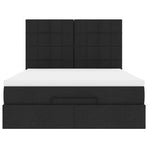 Ottoman Bed with Mattress & LEDs Black Double Fabric