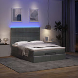 Ottoman Bed with Mattress & LEDs Dark Grey Queen Fabric - Side View